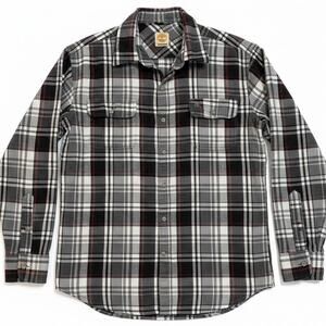 Timberland Plaid Flannel Shirt XL Gray Red 100% Cotton